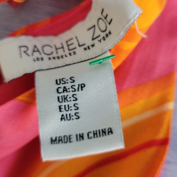 Rachel Zoe Tropical Print Butterfly Orange Pink Maxi Dress SM Vacaycore Boho - Picture 8 of 12